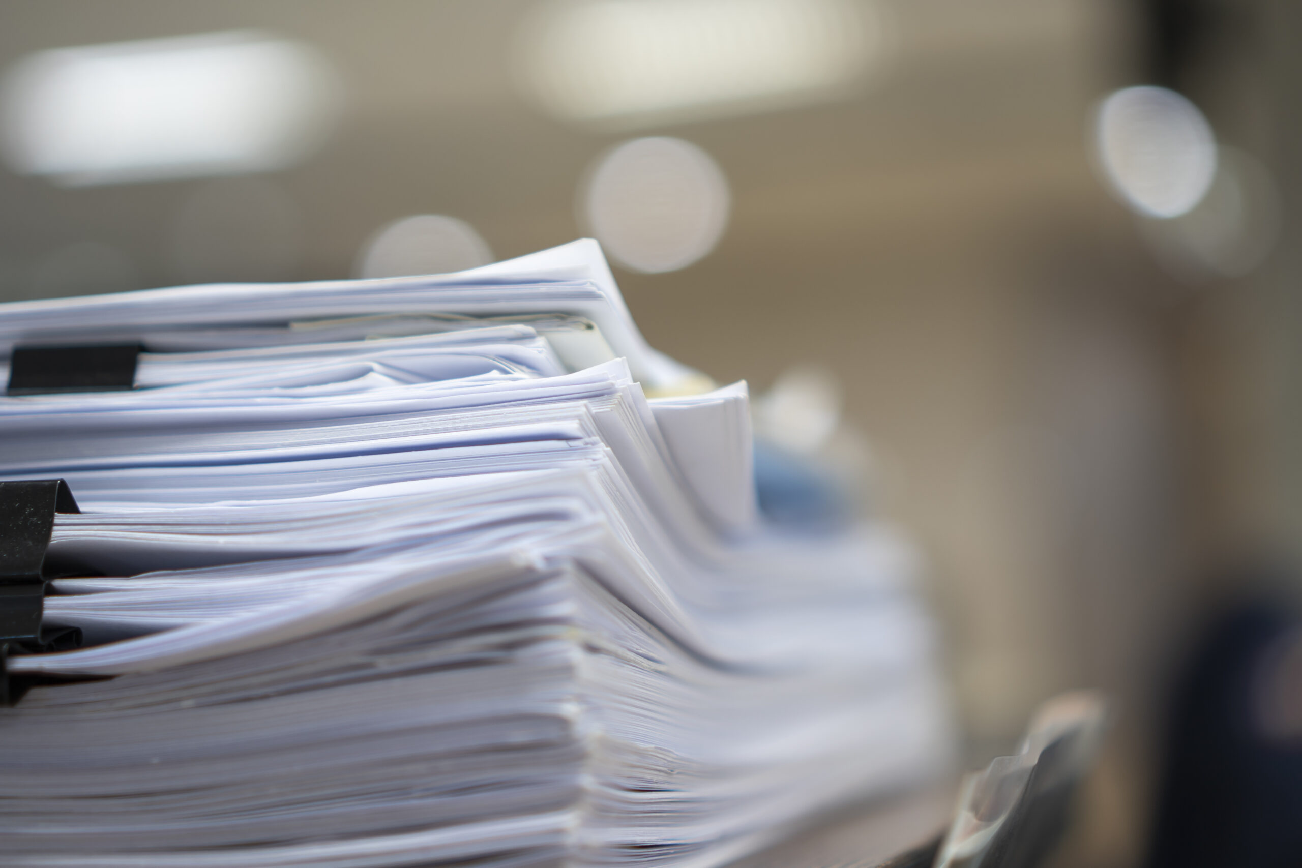 Stack of paper, Document, many jobs waiting to be done on the ta